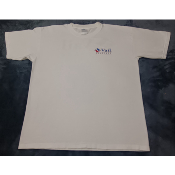 Vintage 90s Y2K VAIL COLORADO Adult Large T-shirt White Crewneck Gildan - Picture 8 of 8